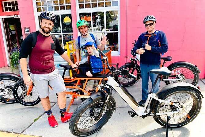 Half Moon Bay Family Friendly Guided E-bike Tour - James Johnston House and the Half Moon Bay White House angle