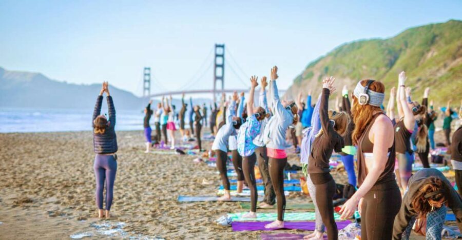 San Francisco: Silent Disco Yoga at Baker Beach - Pick your vibe: Sunset Groove vs Morning Groove vs Sunday Soul Flow
