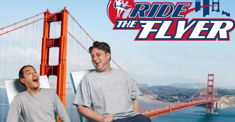 San Francisco: The Flyer - Before the ride: safety video, then the pre-flight photo moment